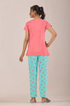 Sweet Moon Knit Cotton Pyjama Set - Aqua Pastelpink — thumbnail 2